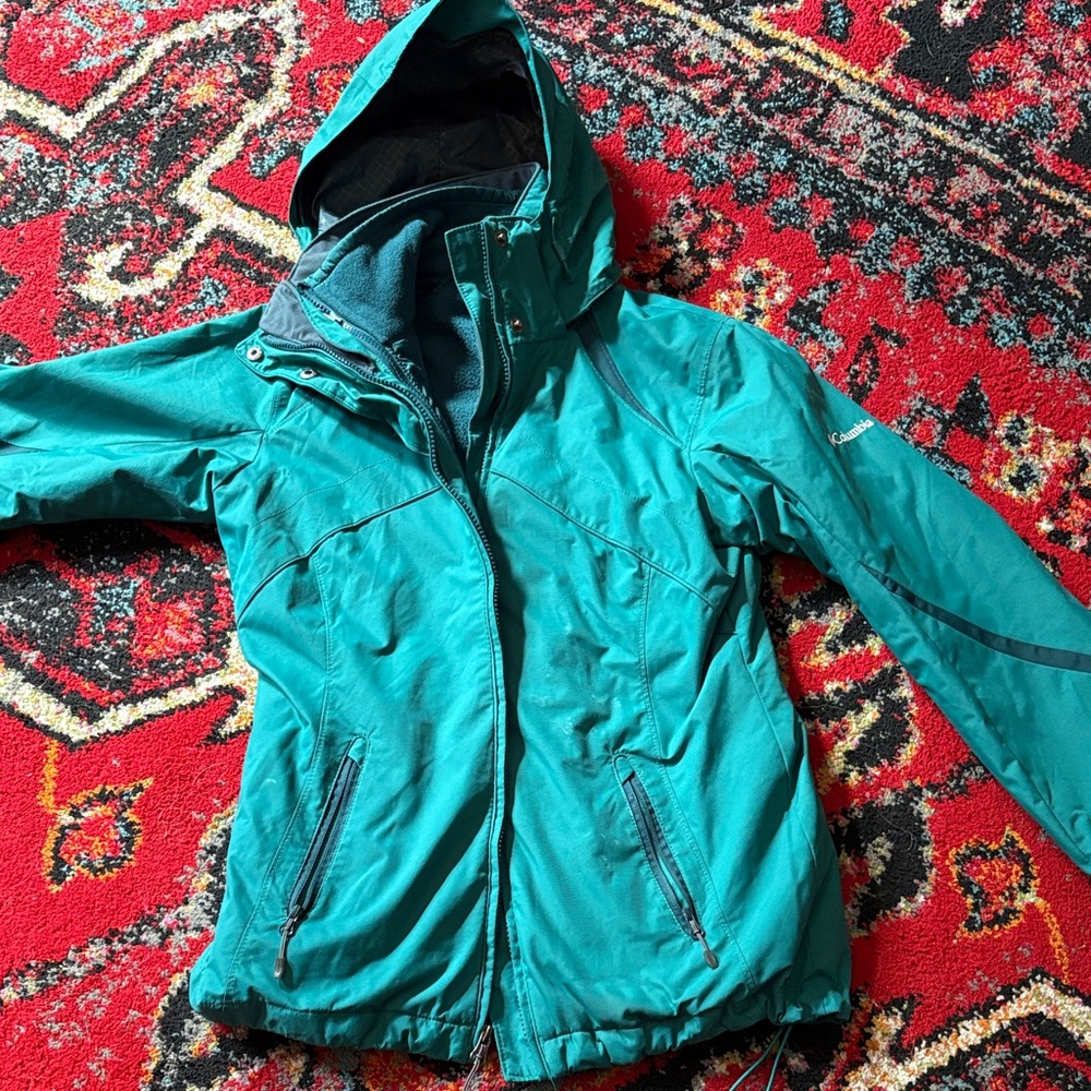 Columbia Teal Hooded Snow Jacket